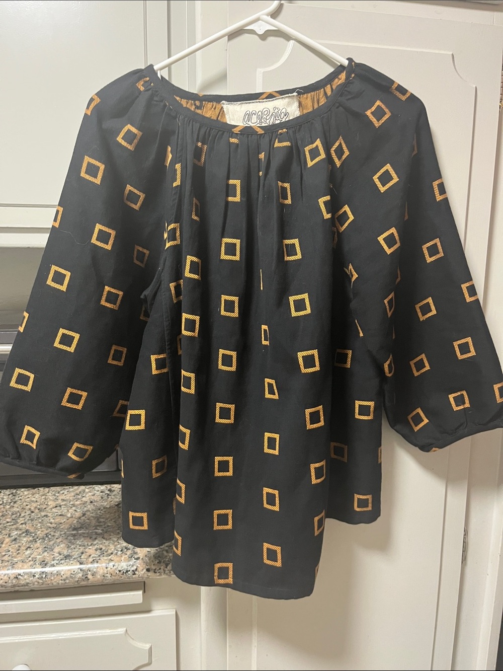 Ace & Jig Black Tunic with Gold Square Print